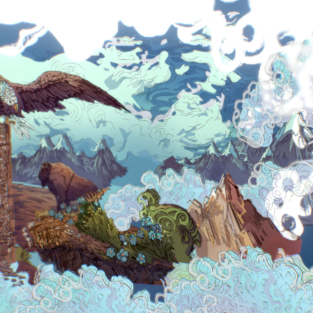 Landscape USA Scene Animated Paralax Low-poly 3D model_49