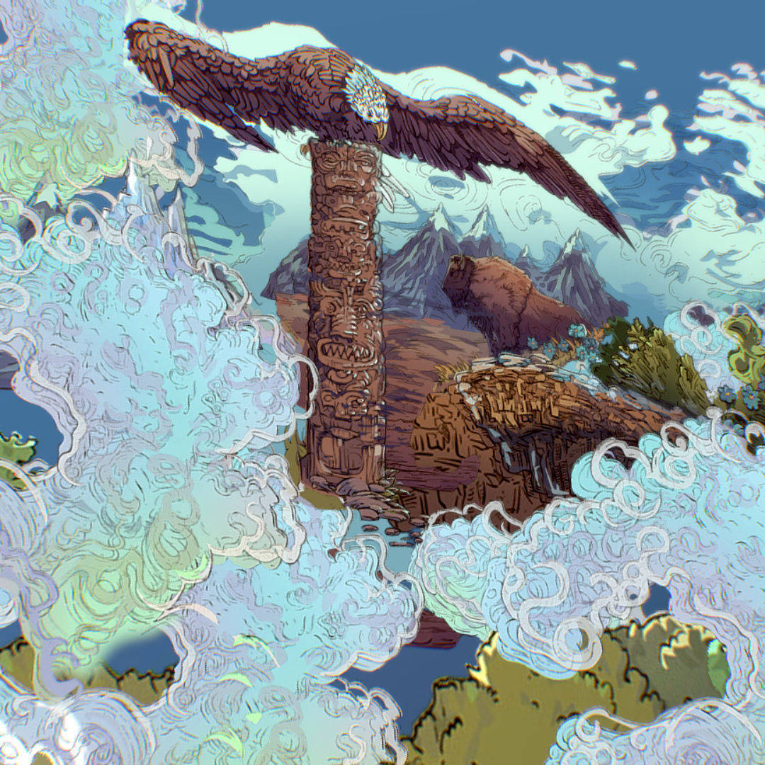 Landscape USA Scene Animated Paralax Low-poly 3D model_21