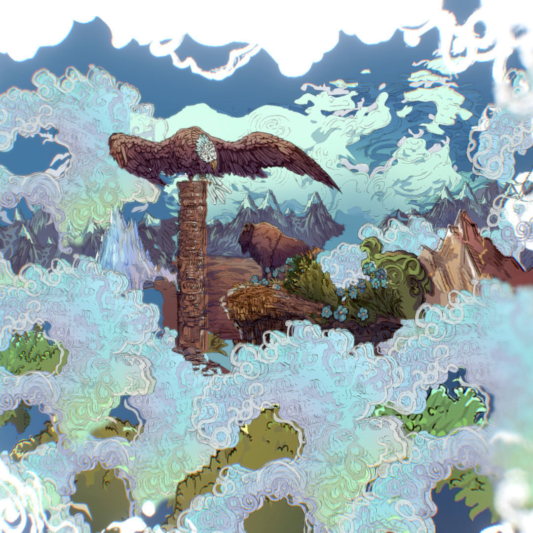 Landscape USA Scene Animated Paralax Low-poly 3D model_4