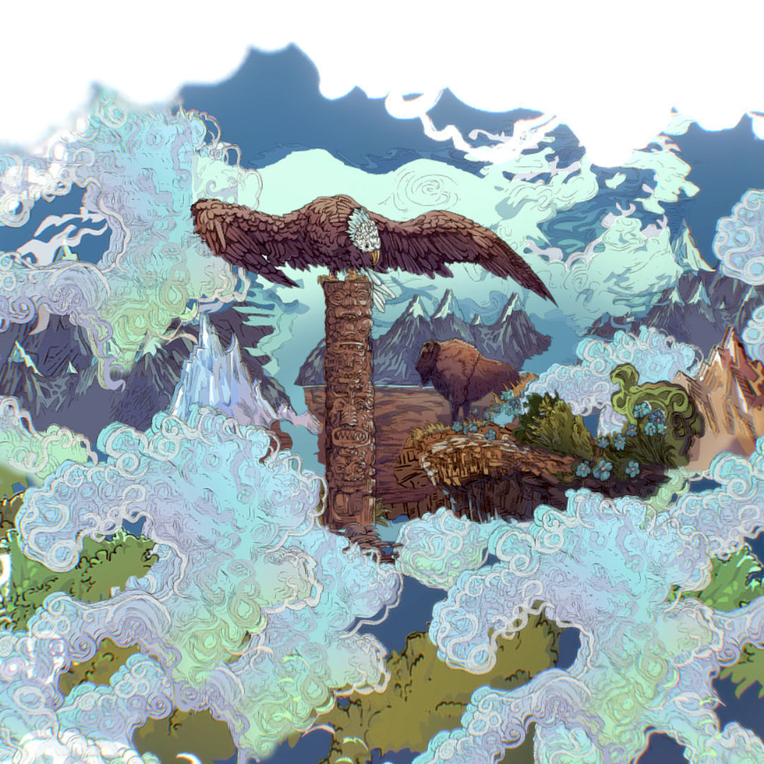 Landscape USA Scene Animated Paralax Low-poly 3D model_3