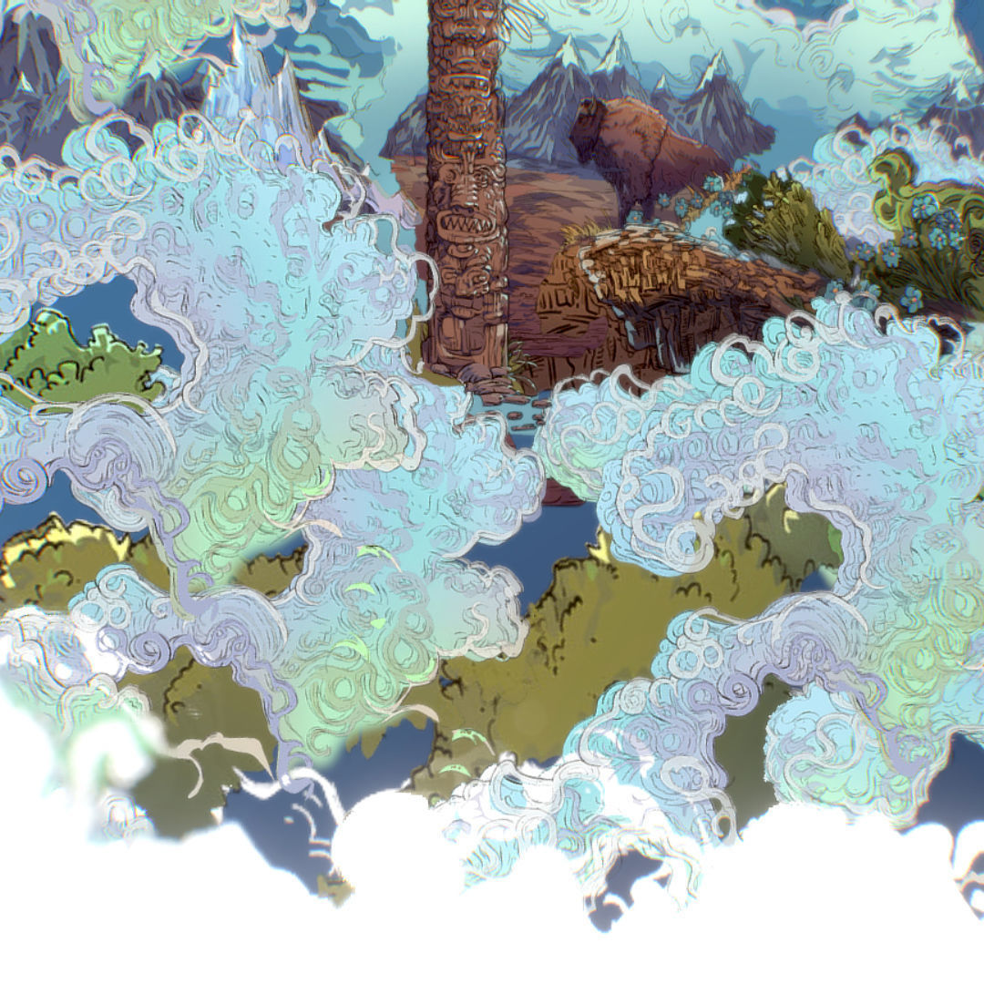 Landscape USA Scene Animated Paralax Low-poly 3D model_51