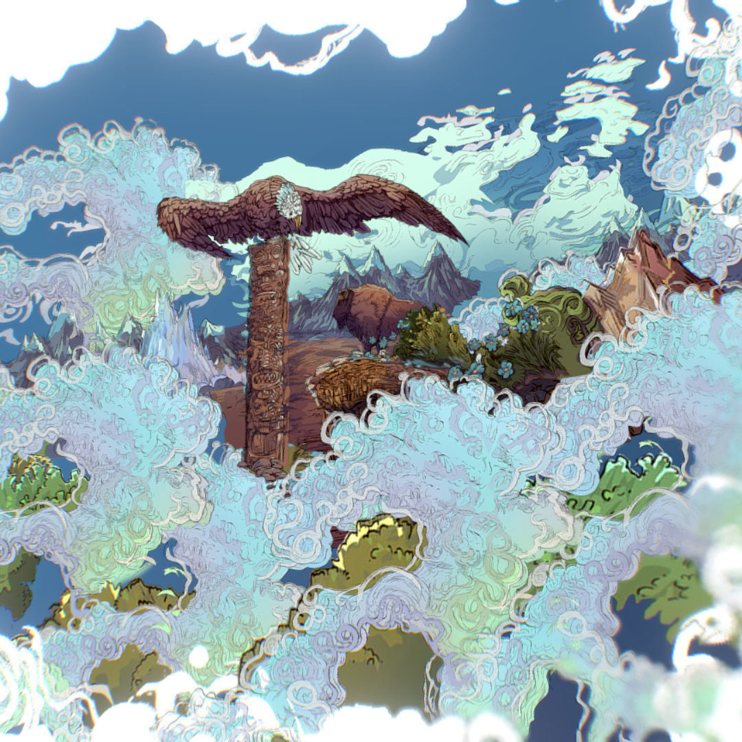 Landscape USA Scene Animated Paralax Low-poly 3D model_6