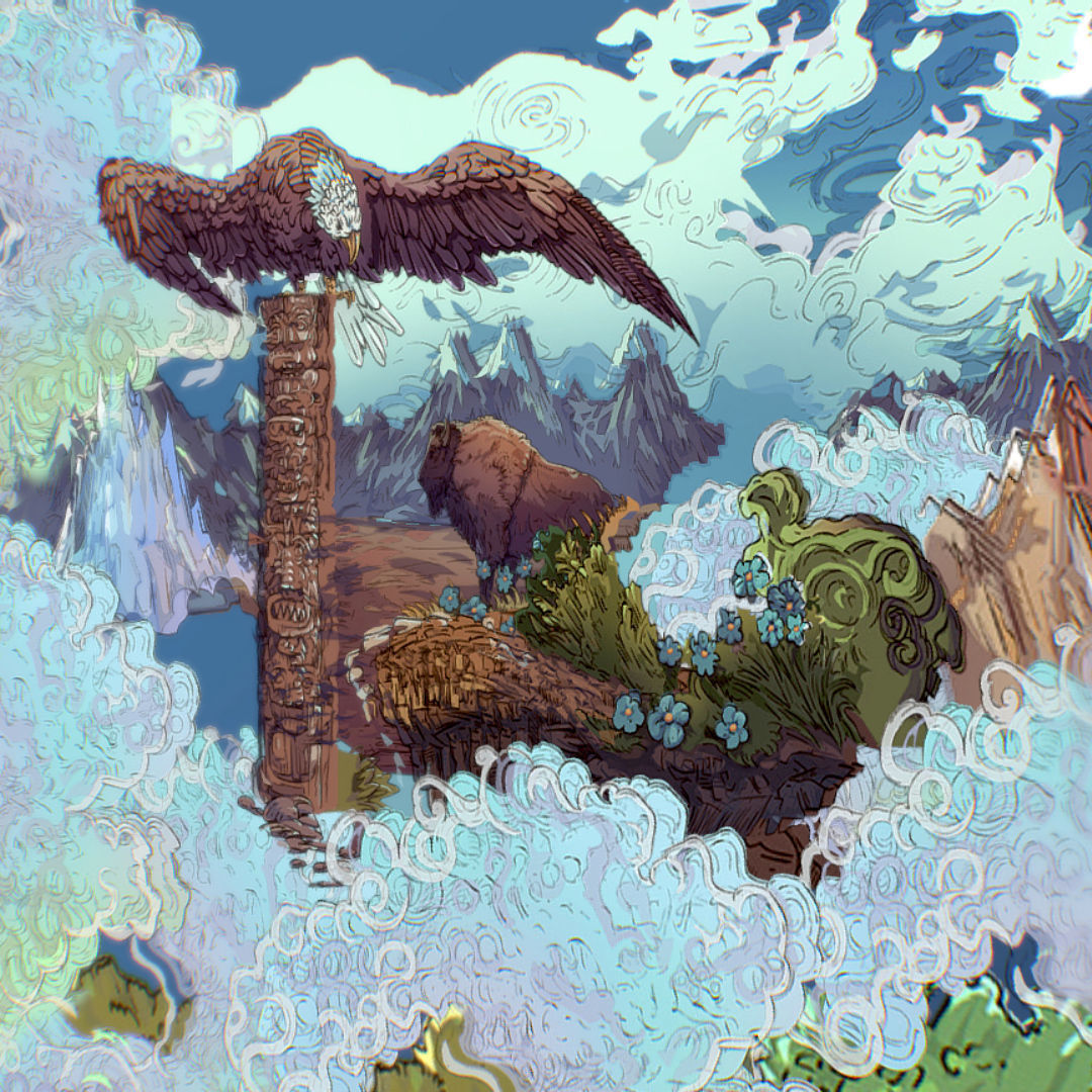 Landscape USA Scene Animated Paralax Low-poly 3D model_14