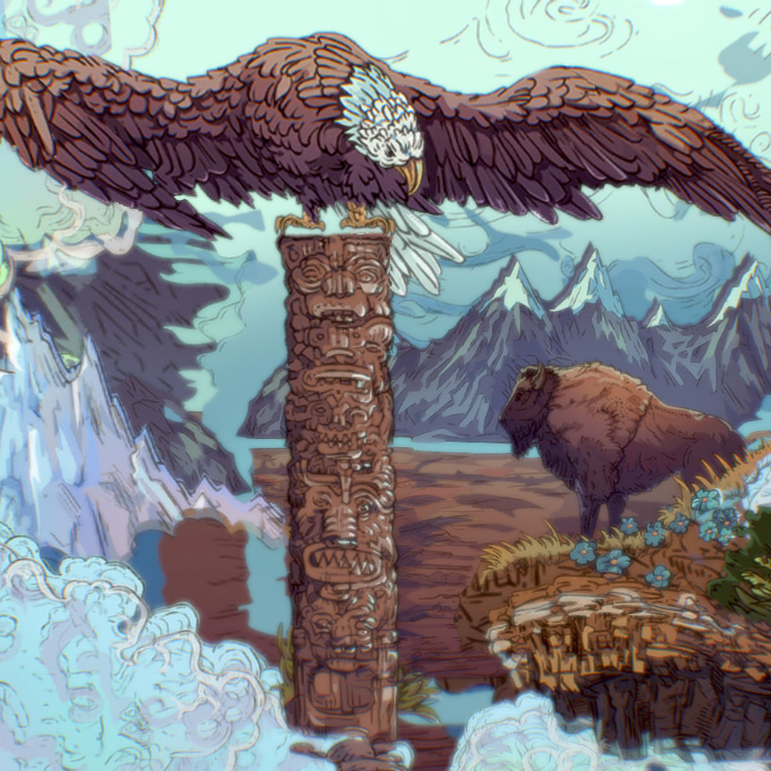 Landscape USA Scene Animated Paralax Low-poly 3D model_27