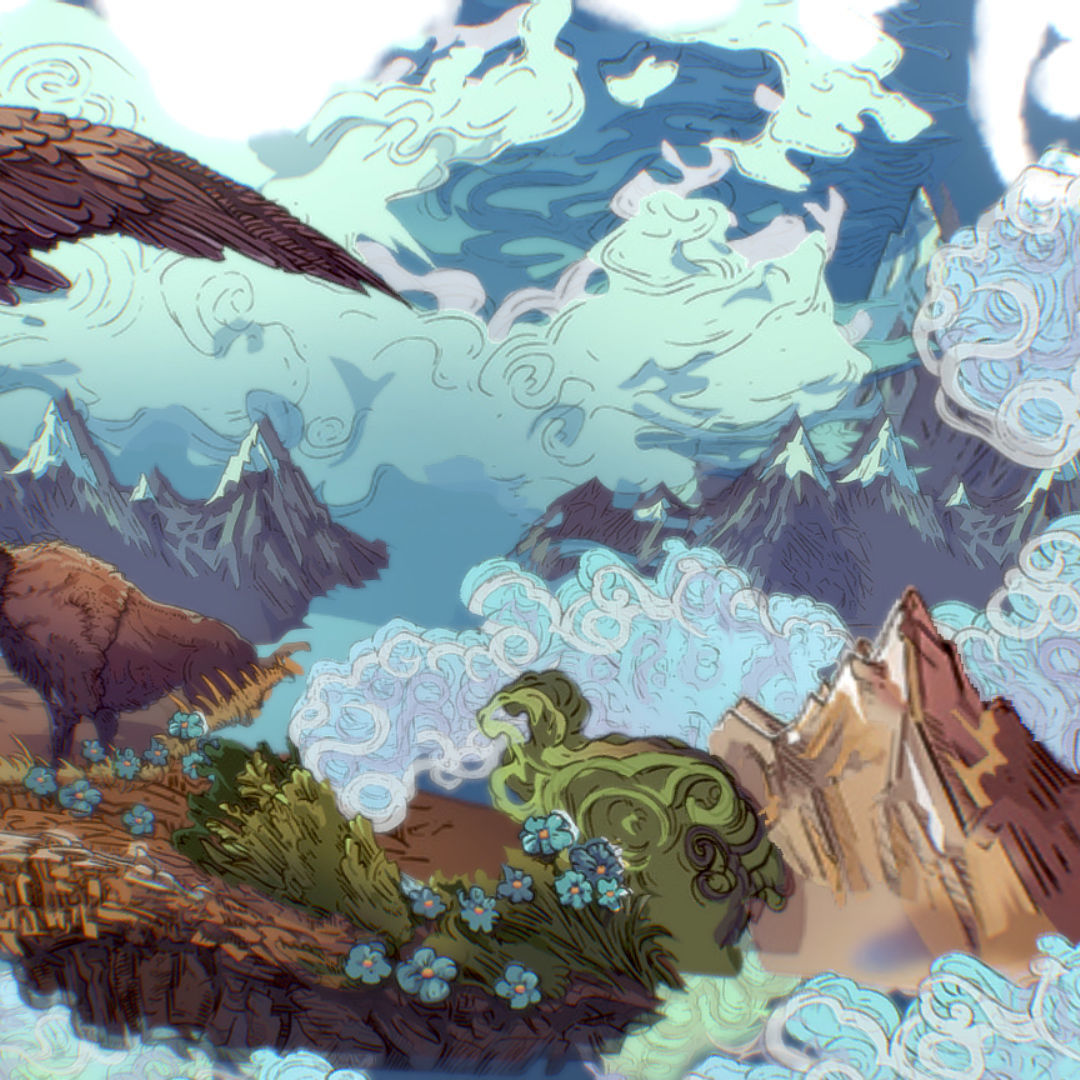 Landscape USA Scene Animated Paralax Low-poly 3D model_39