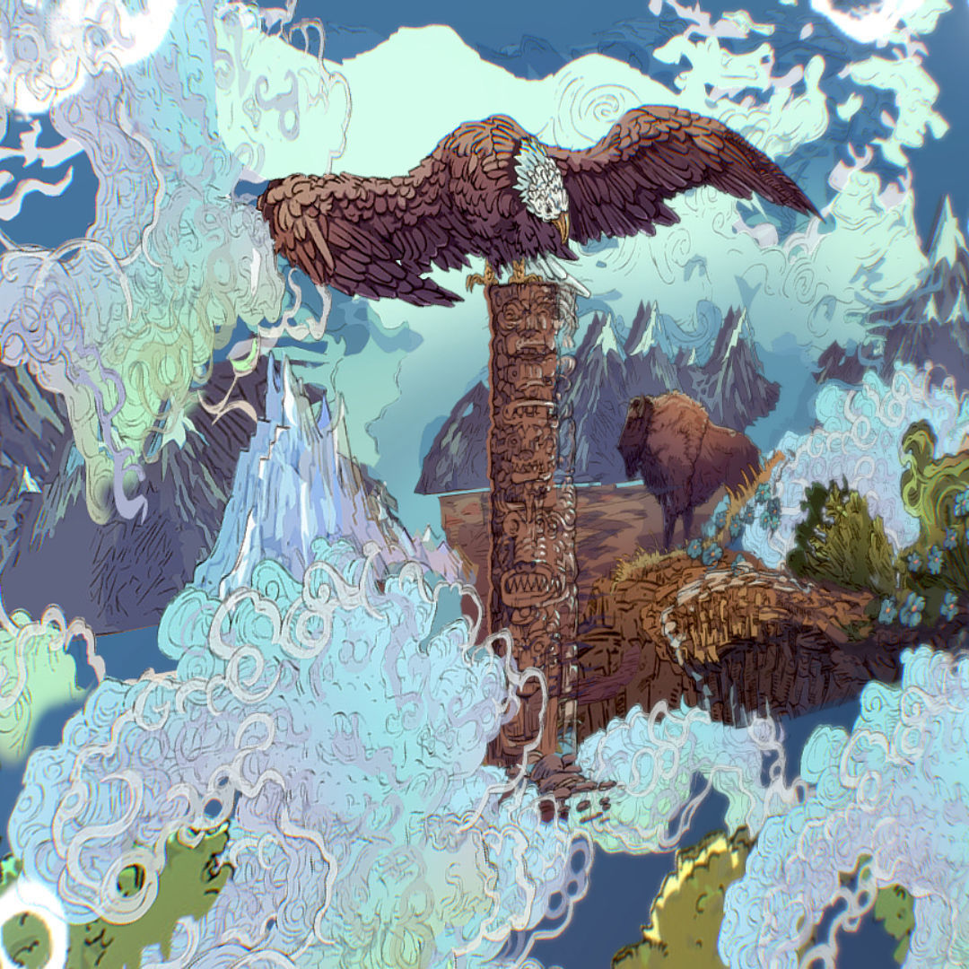 Landscape USA Scene Animated Paralax Low-poly 3D model_18