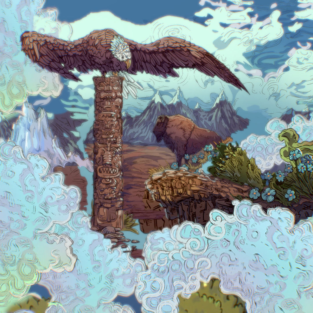 Landscape USA Scene Animated Paralax Low-poly 3D model_11