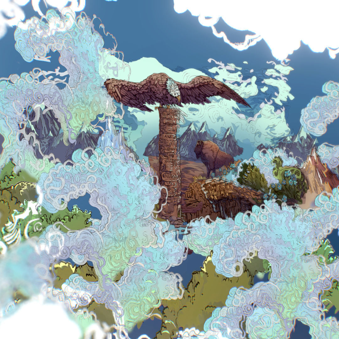 Landscape USA Scene Animated Paralax Low-poly 3D model_8