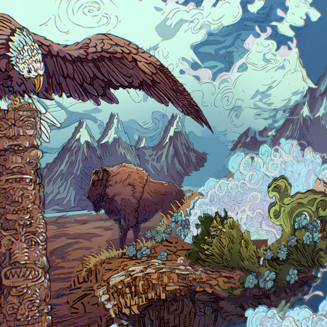 Landscape USA Scene Animated Paralax Low-poly 3D model_26