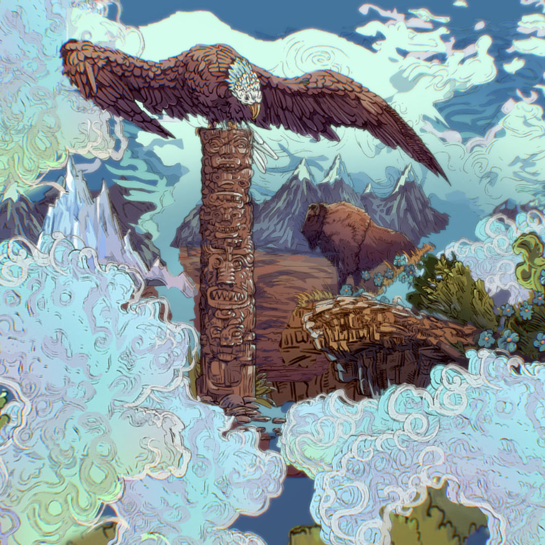 Landscape USA Scene Animated Paralax Low-poly 3D model_10