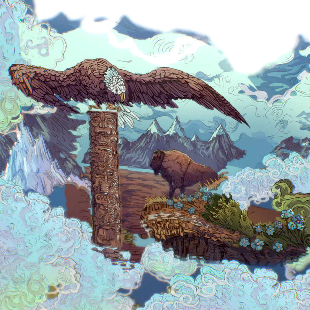 Landscape USA Scene Animated Paralax Low-poly 3D model_16