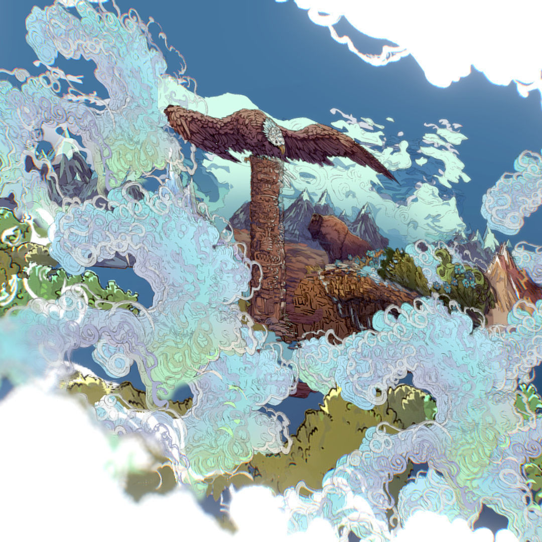 Landscape USA Scene Animated Paralax Low-poly 3D model_5