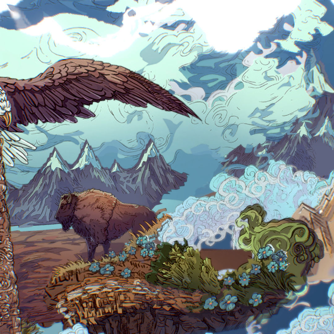 Landscape USA Scene Animated Paralax Low-poly 3D model_38