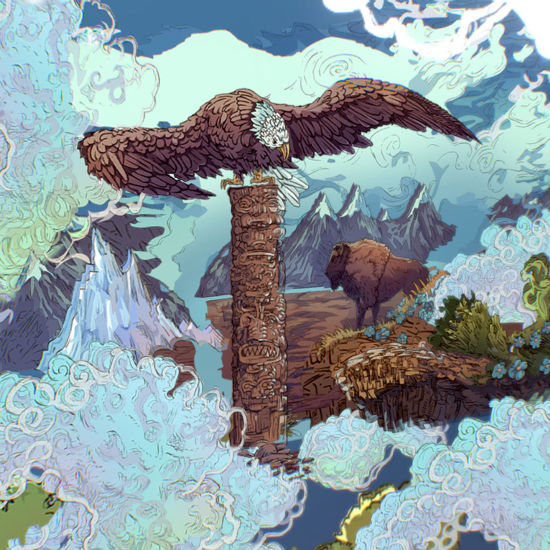 Landscape USA Scene Animated Paralax Low-poly 3D model_17