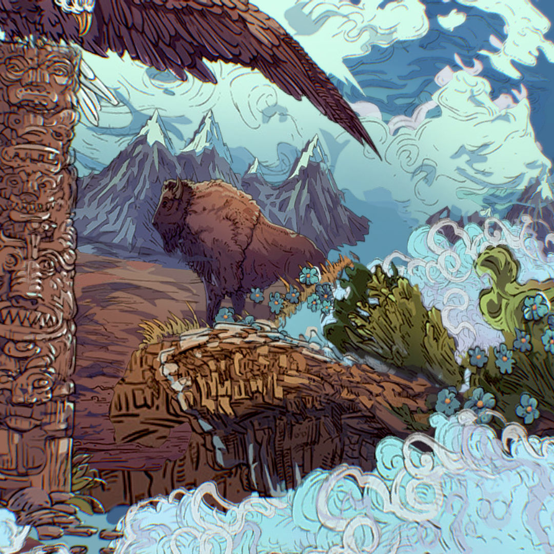 Landscape USA Scene Animated Paralax Low-poly 3D model_25