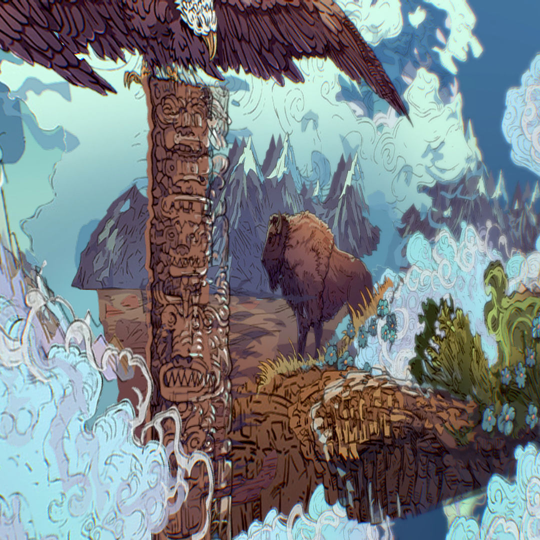 Landscape USA Scene Animated Paralax Low-poly 3D model_24