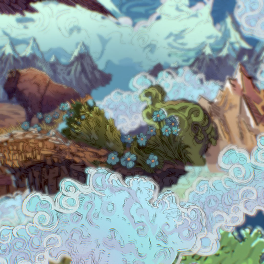 Landscape USA Scene Animated Paralax Low-poly 3D model_37