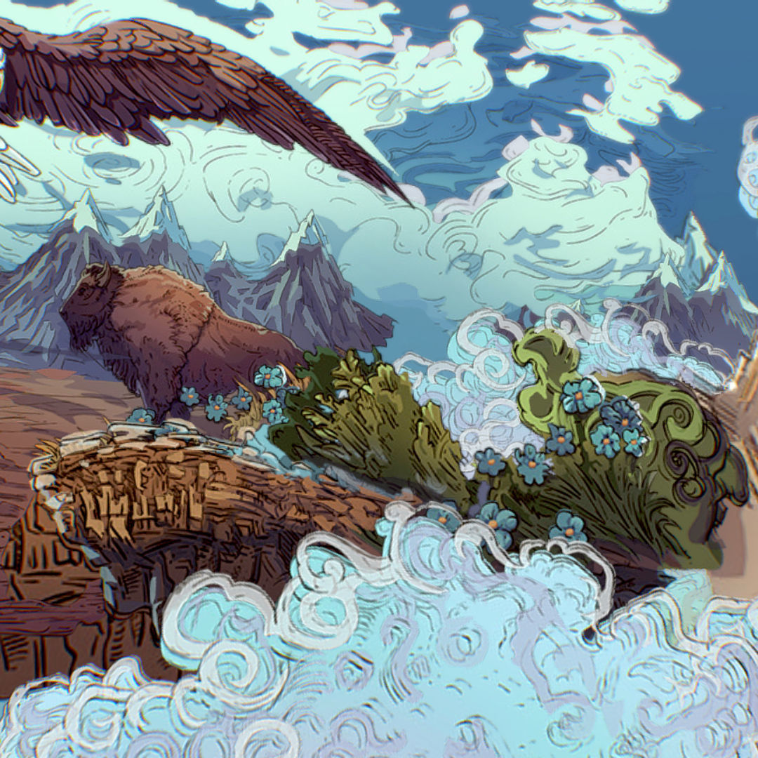 Landscape USA Scene Animated Paralax Low-poly 3D model_23