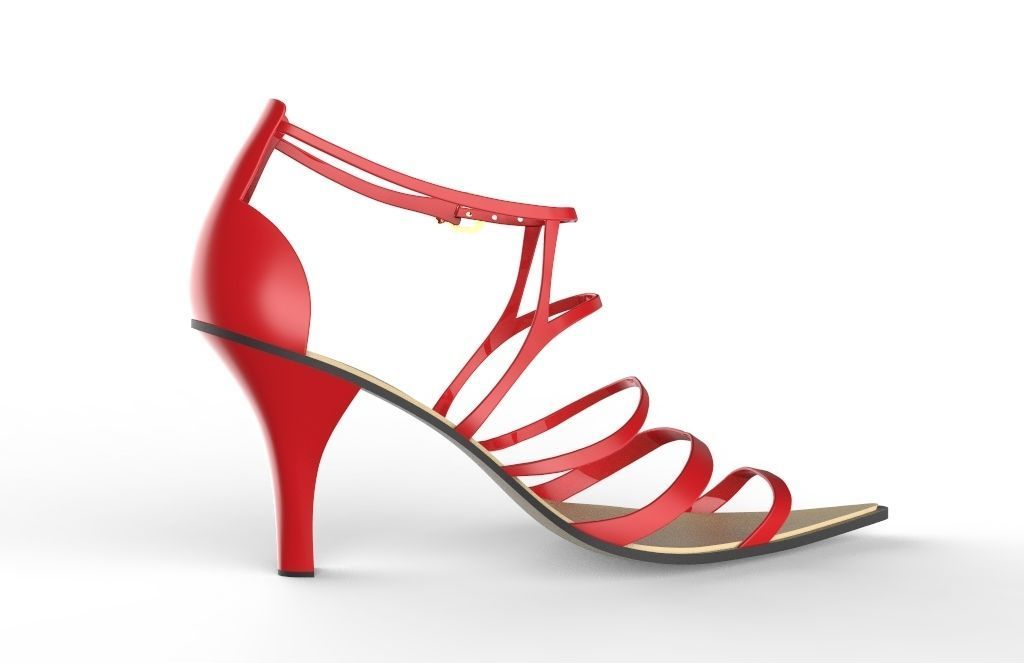 red high heel 3D model_3