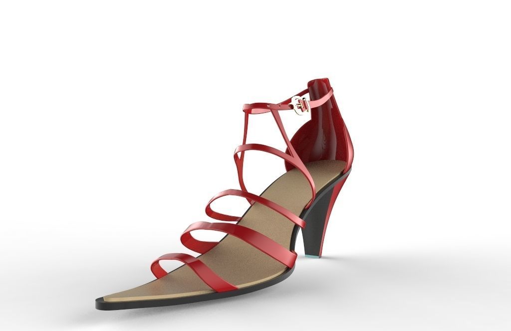 red high heel 3D model_4