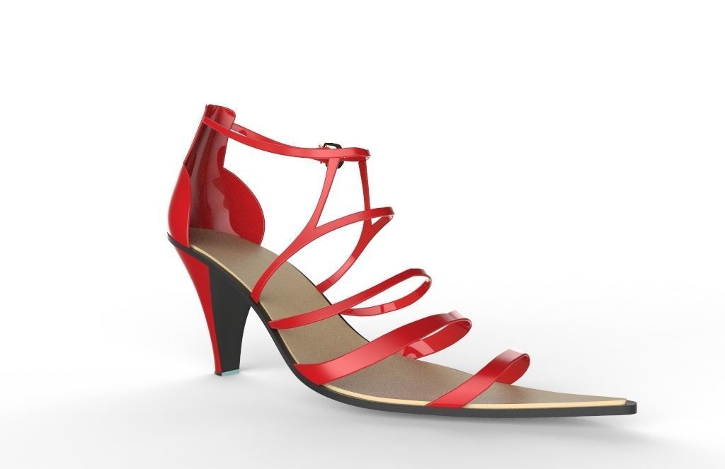 red high heel 3D model_5
