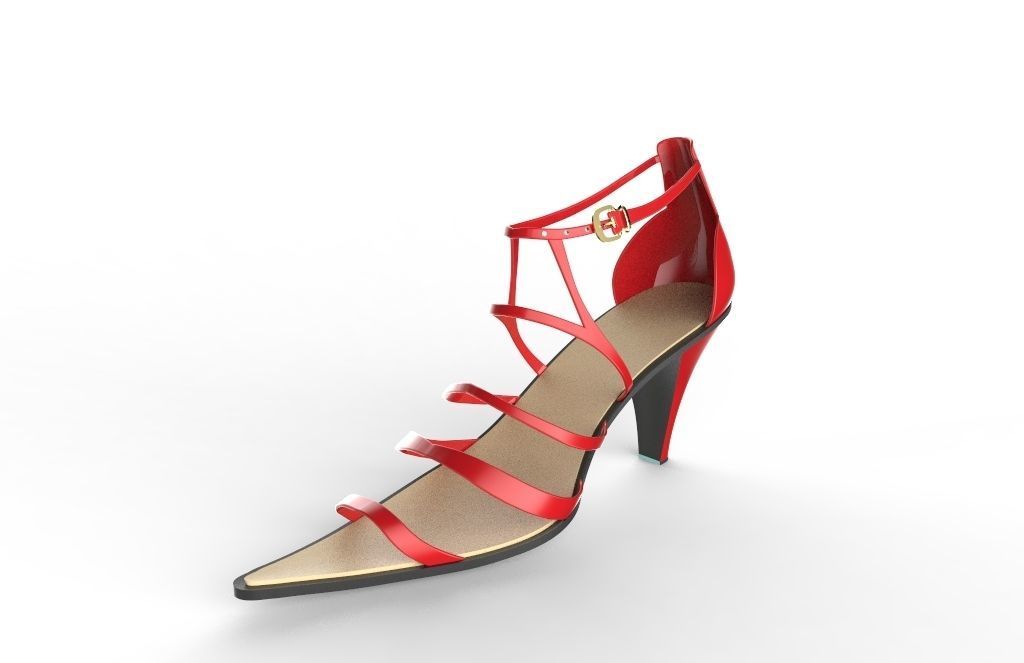 red high heel 3D model_2