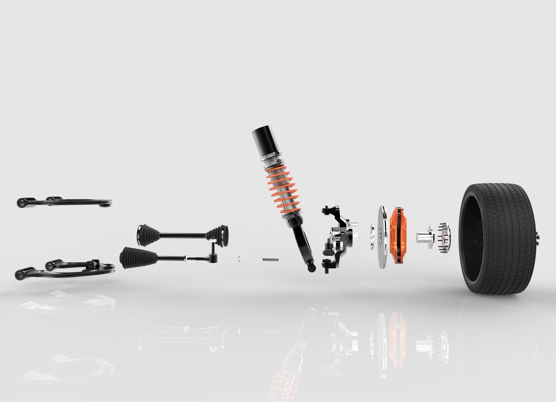 Suspension  car wheel 3D model_1