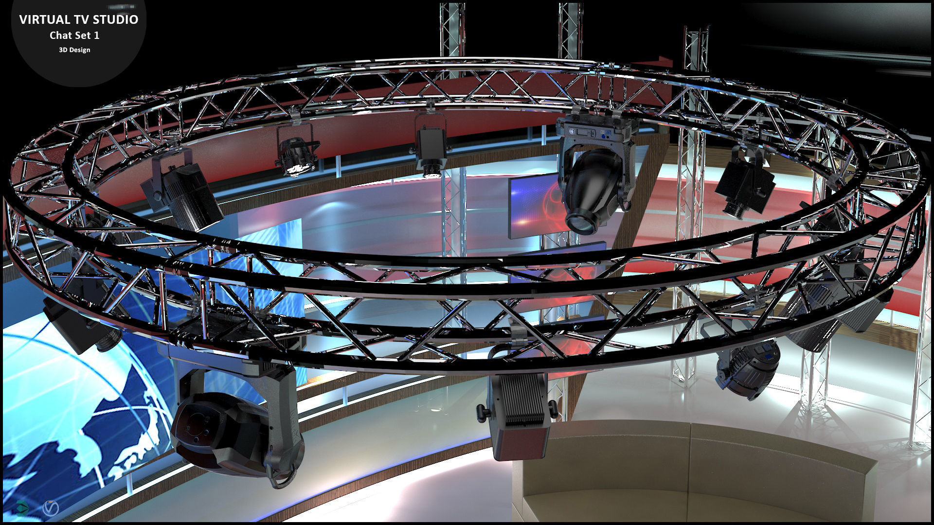 Virtual TV Studio Sets - Collection Vol 11 - 2 PCS DESIGN 3D model_16