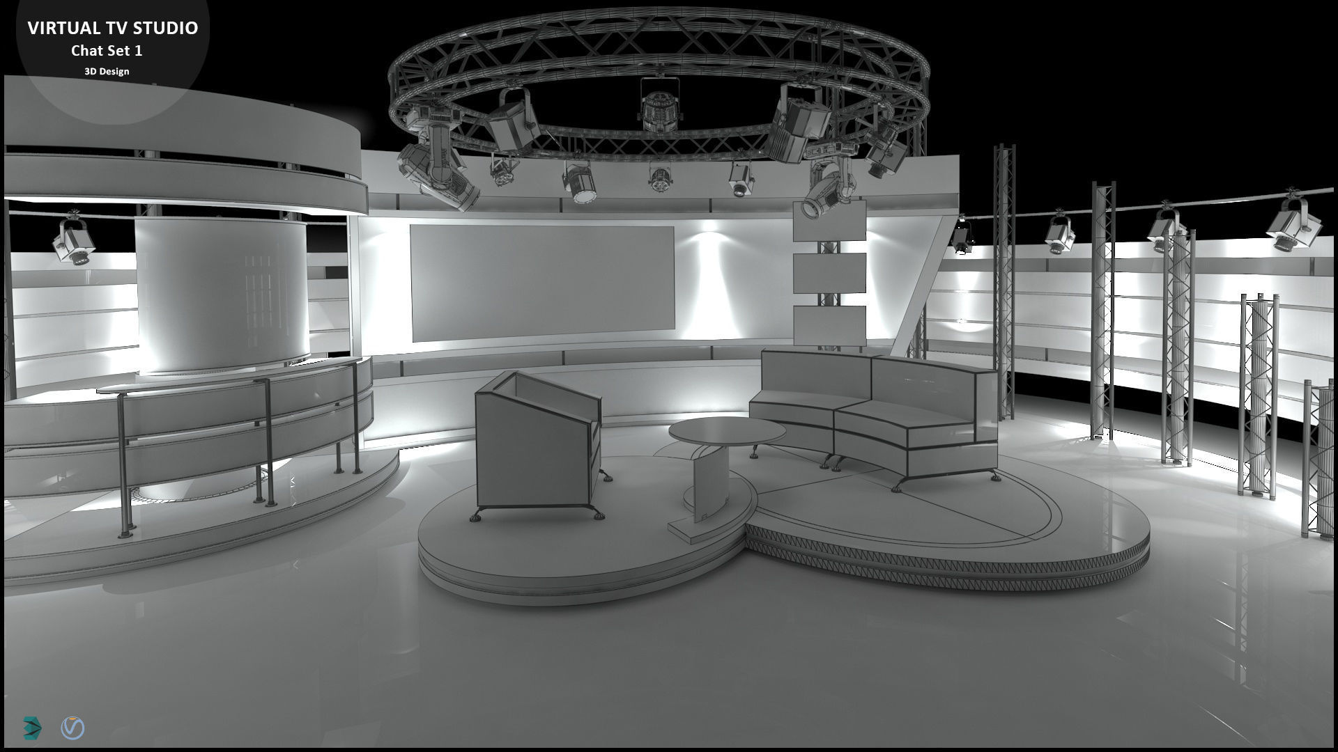 Virtual TV Studio Sets - Collection Vol 11 - 2 PCS DESIGN 3D model_9