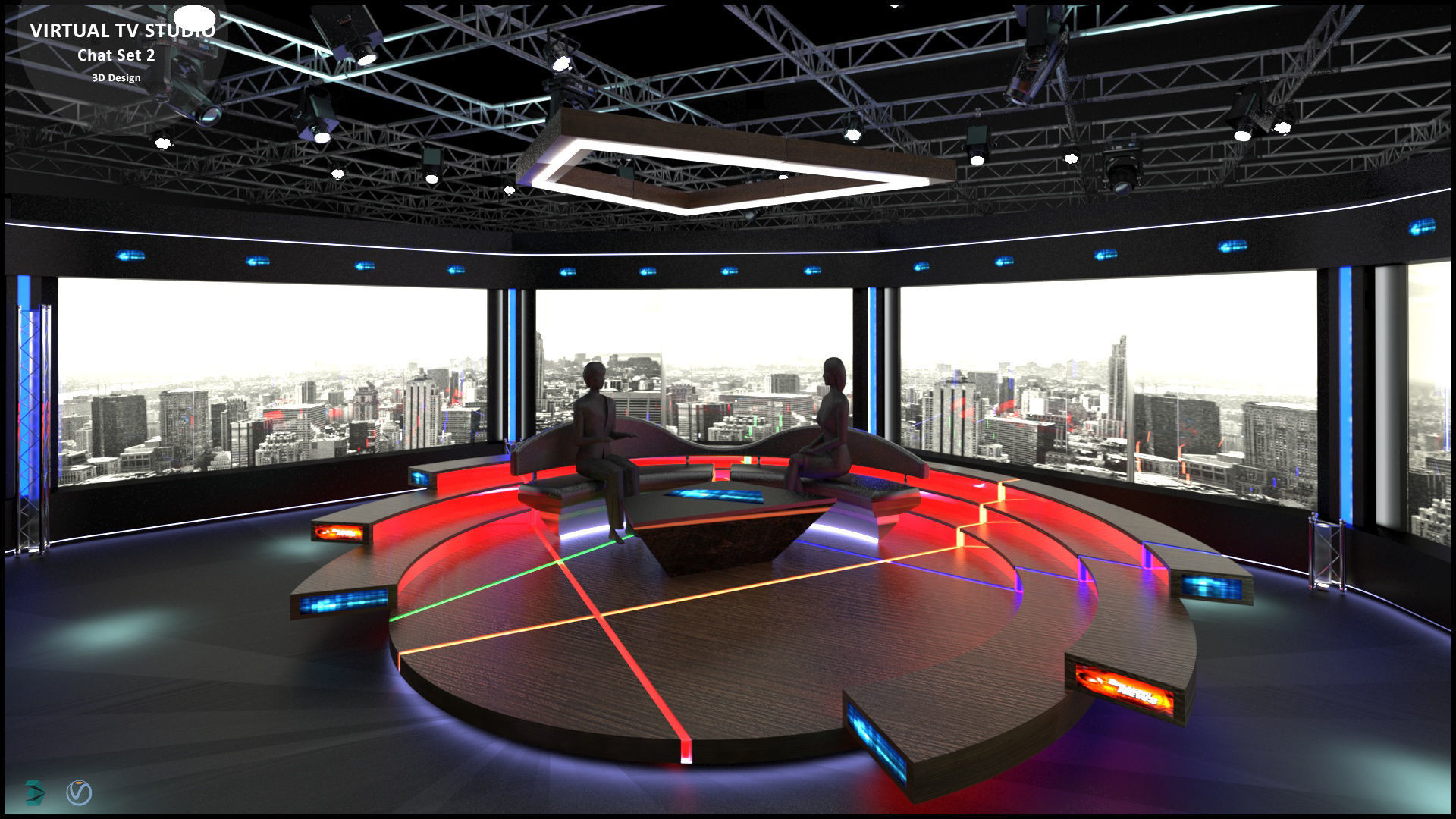 Virtual TV Studio Sets - Collection Vol 11 - 2 PCS DESIGN 3D model_24