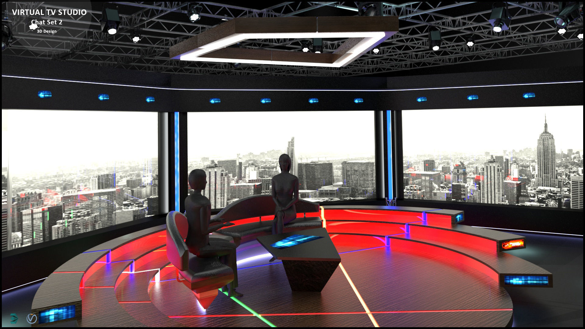 Virtual TV Studio Sets - Collection Vol 11 - 2 PCS DESIGN 3D model_28