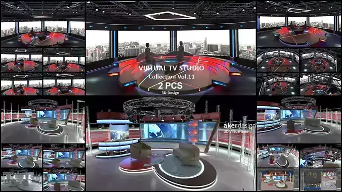 Virtual TV Studio Sets - Collection Vol 11 - 2 PCS DESIGN 3D model