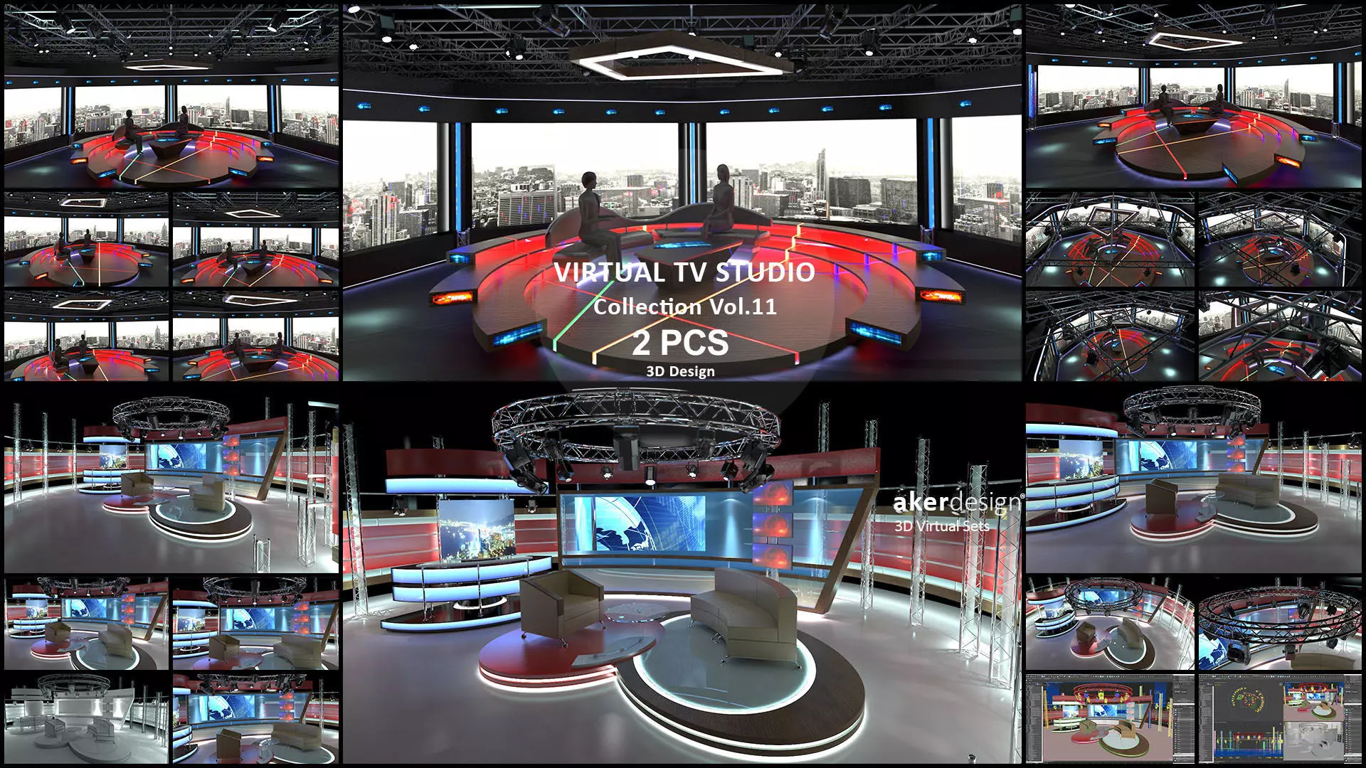 Virtual TV Studio Sets - Collection Vol 11 - 2 PCS DESIGN 3D model_0