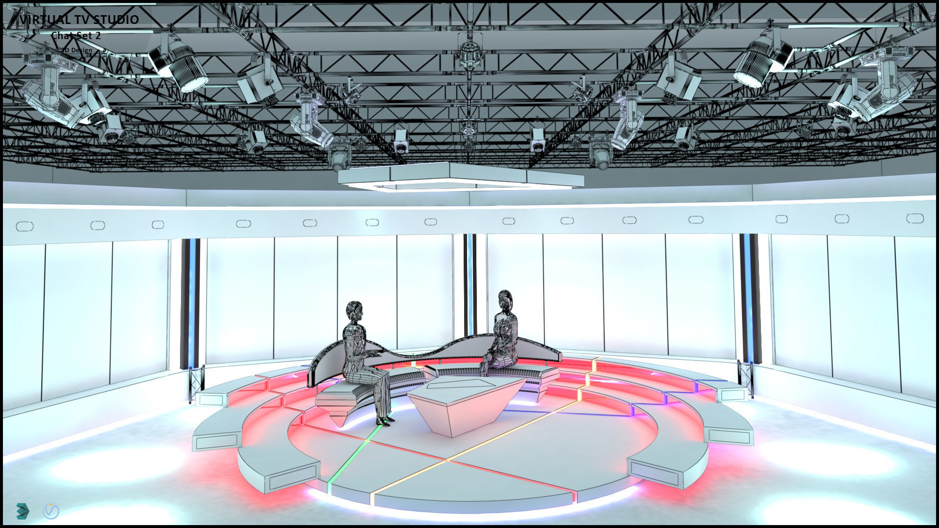 Virtual TV Studio Sets - Collection Vol 11 - 2 PCS DESIGN 3D model_6