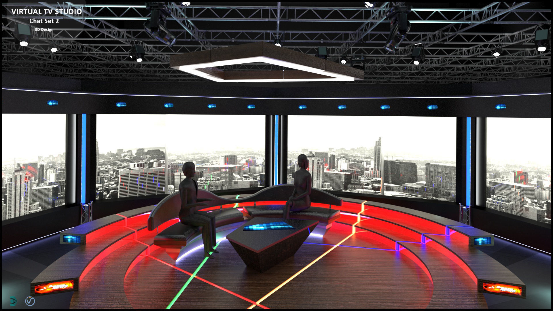 Virtual TV Studio Sets - Collection Vol 11 - 2 PCS DESIGN 3D model_26