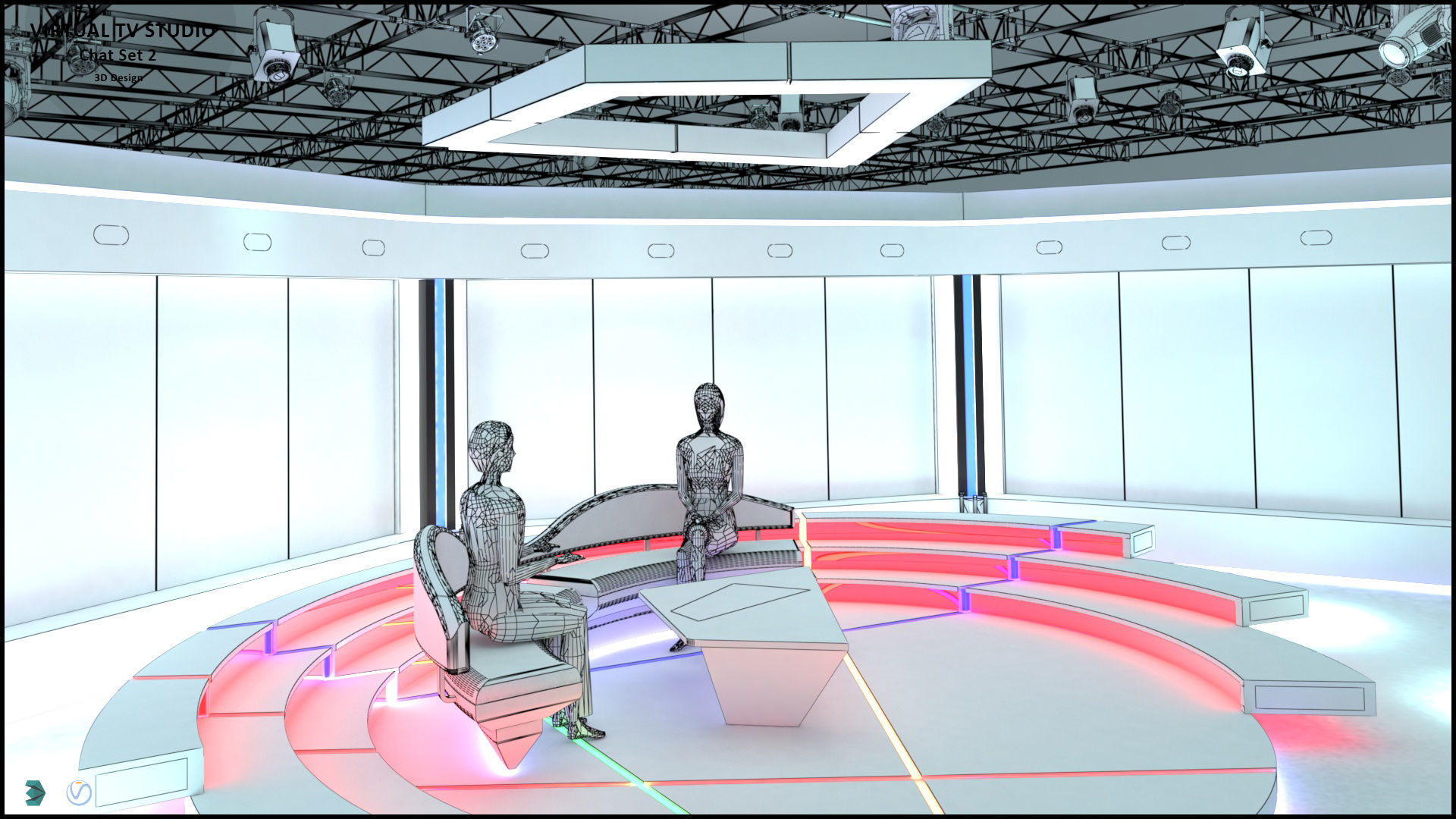 Virtual TV Studio Sets - Collection Vol 11 - 2 PCS DESIGN 3D model_29