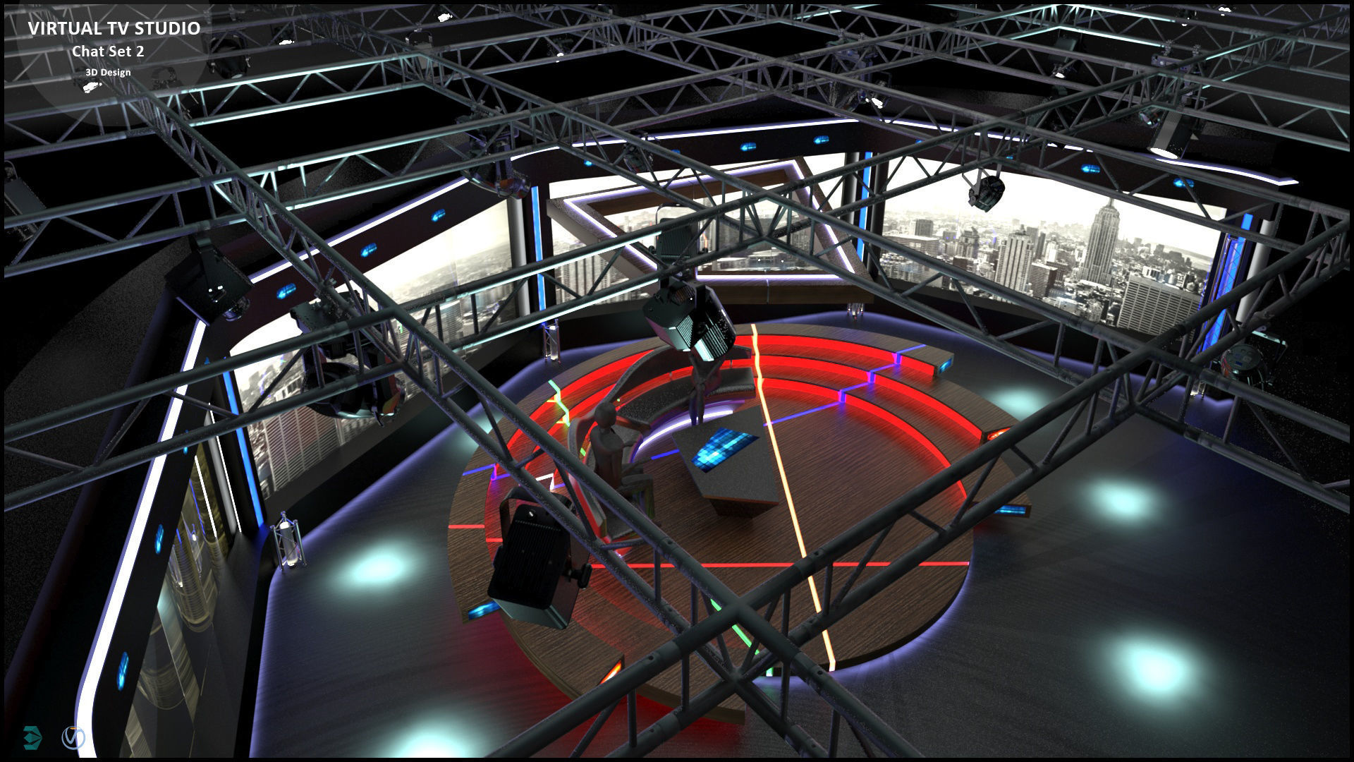 Virtual TV Studio Sets - Collection Vol 11 - 2 PCS DESIGN 3D model_35