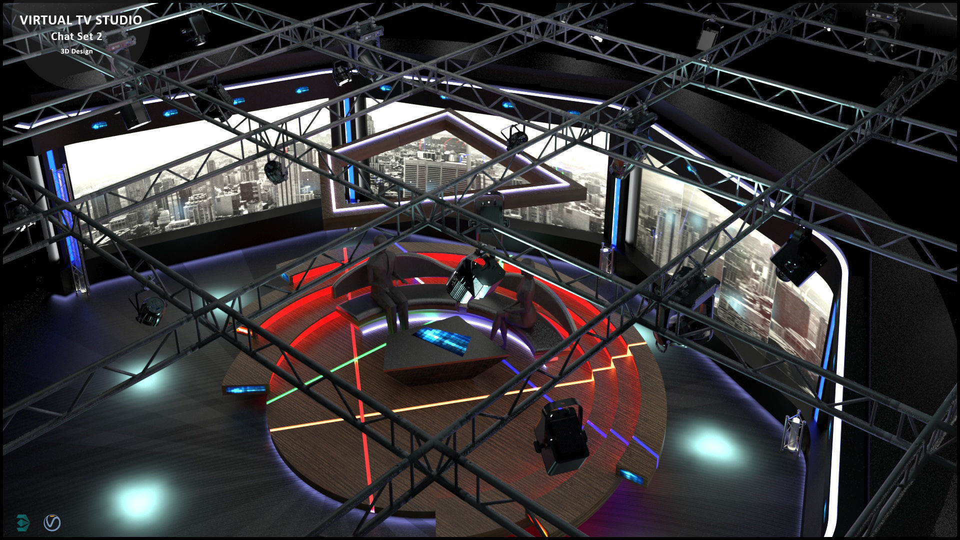 Virtual TV Studio Sets - Collection Vol 11 - 2 PCS DESIGN 3D model_36