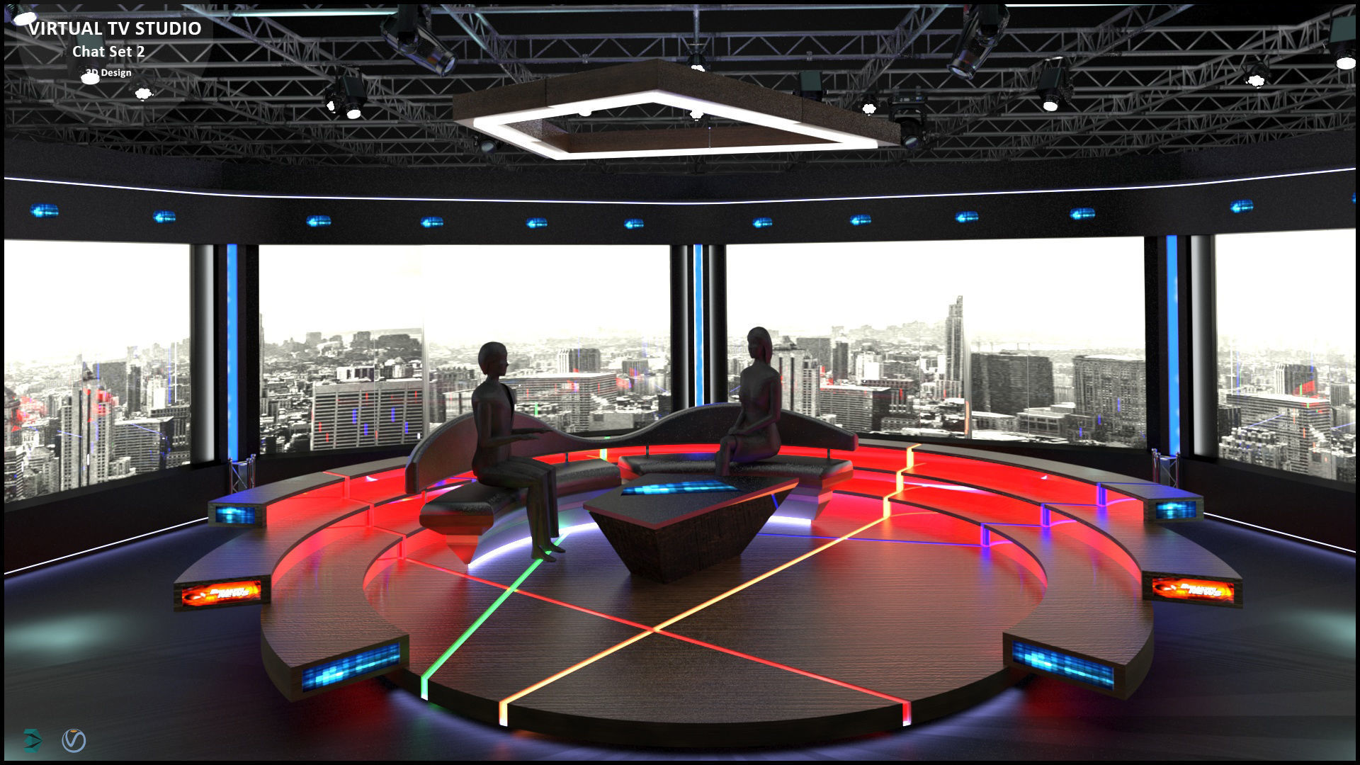 Virtual TV Studio Sets - Collection Vol 11 - 2 PCS DESIGN 3D model_33