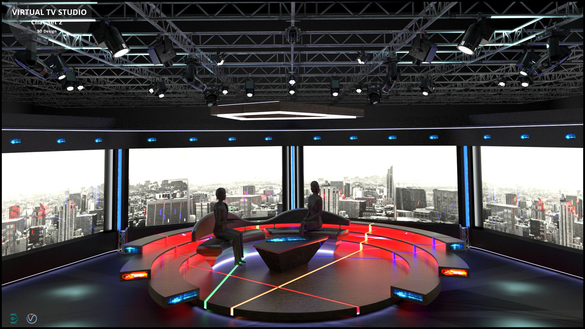 Virtual TV Studio Sets - Collection Vol 11 - 2 PCS DESIGN 3D model_5