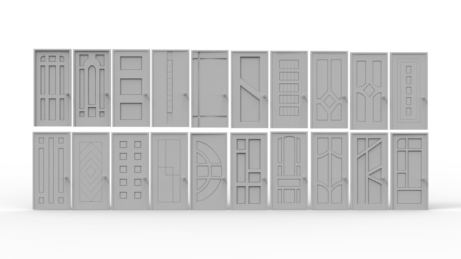 100 Door Collection Low-poly 3D model_3