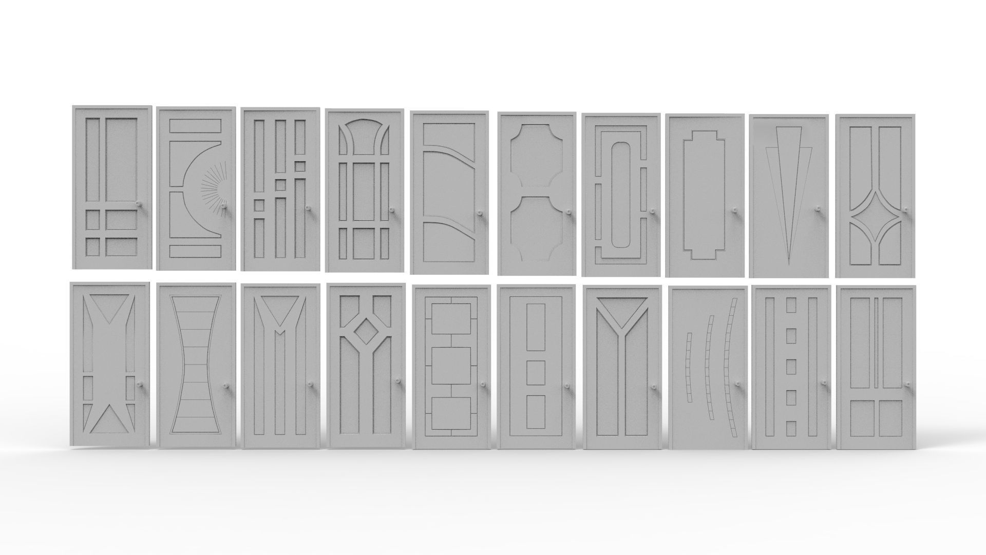 100 Door Collection Low-poly 3D model_2