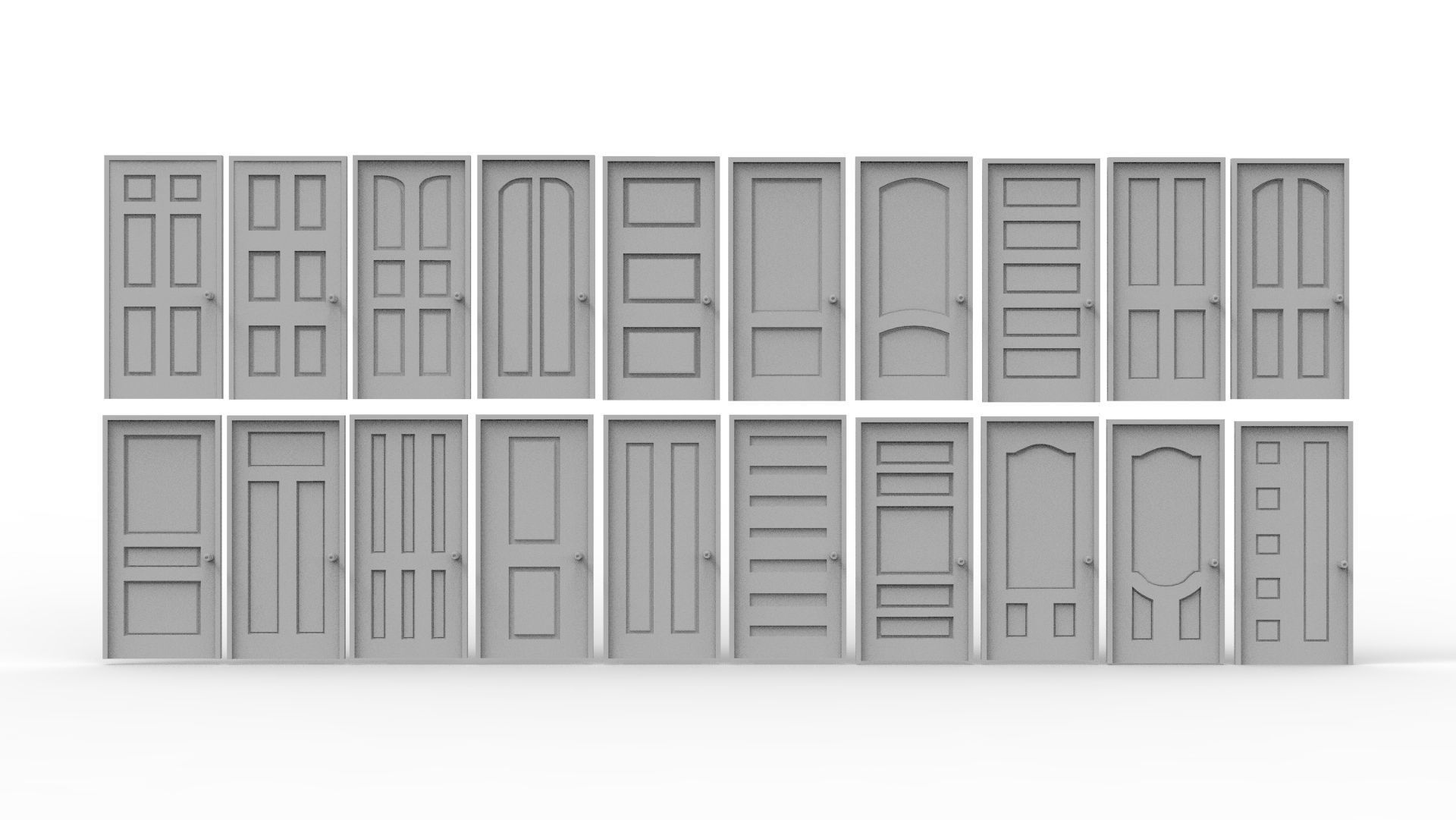 100 Door Collection Low-poly 3D model_1