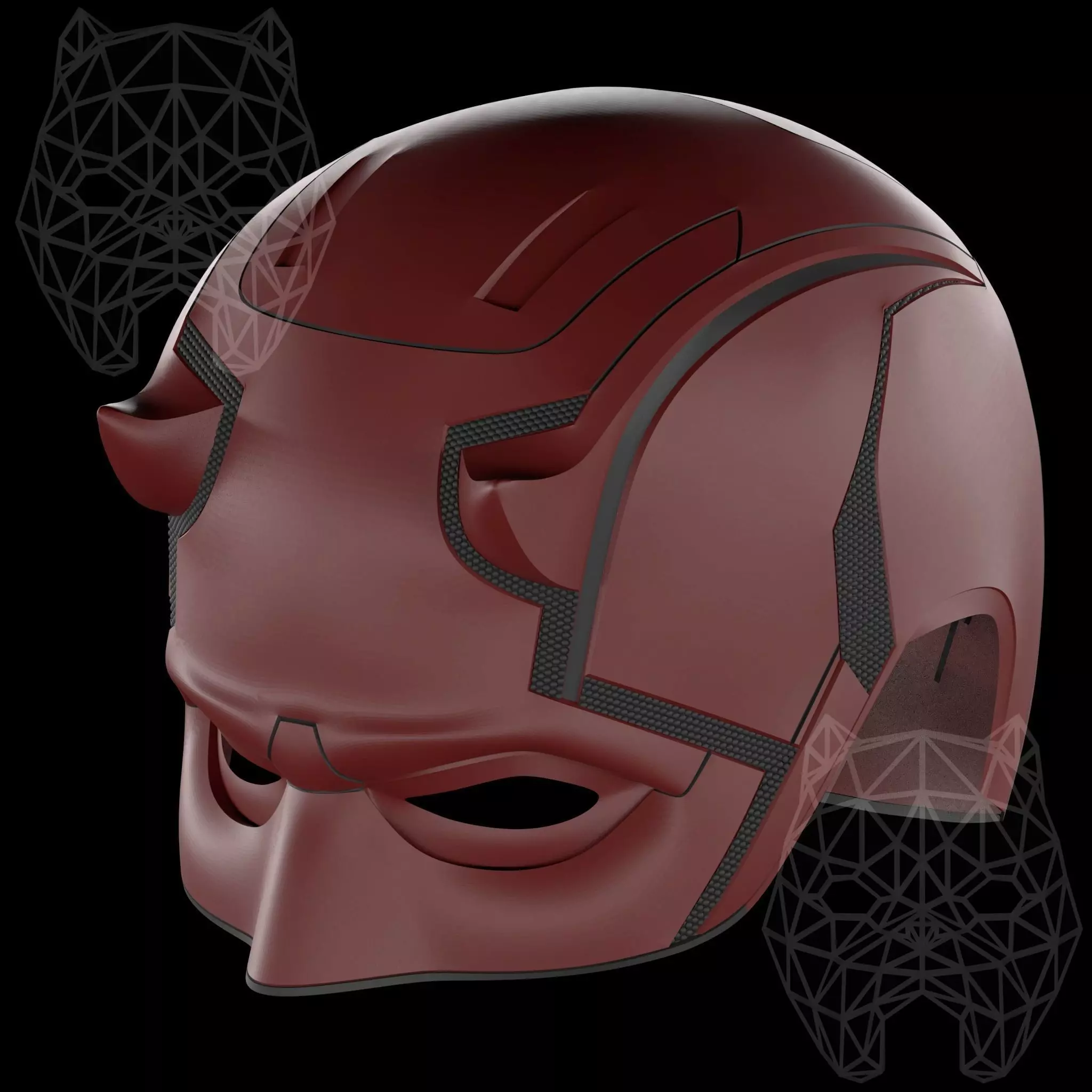 DareDevil 3d printable helmet 3D print model_0