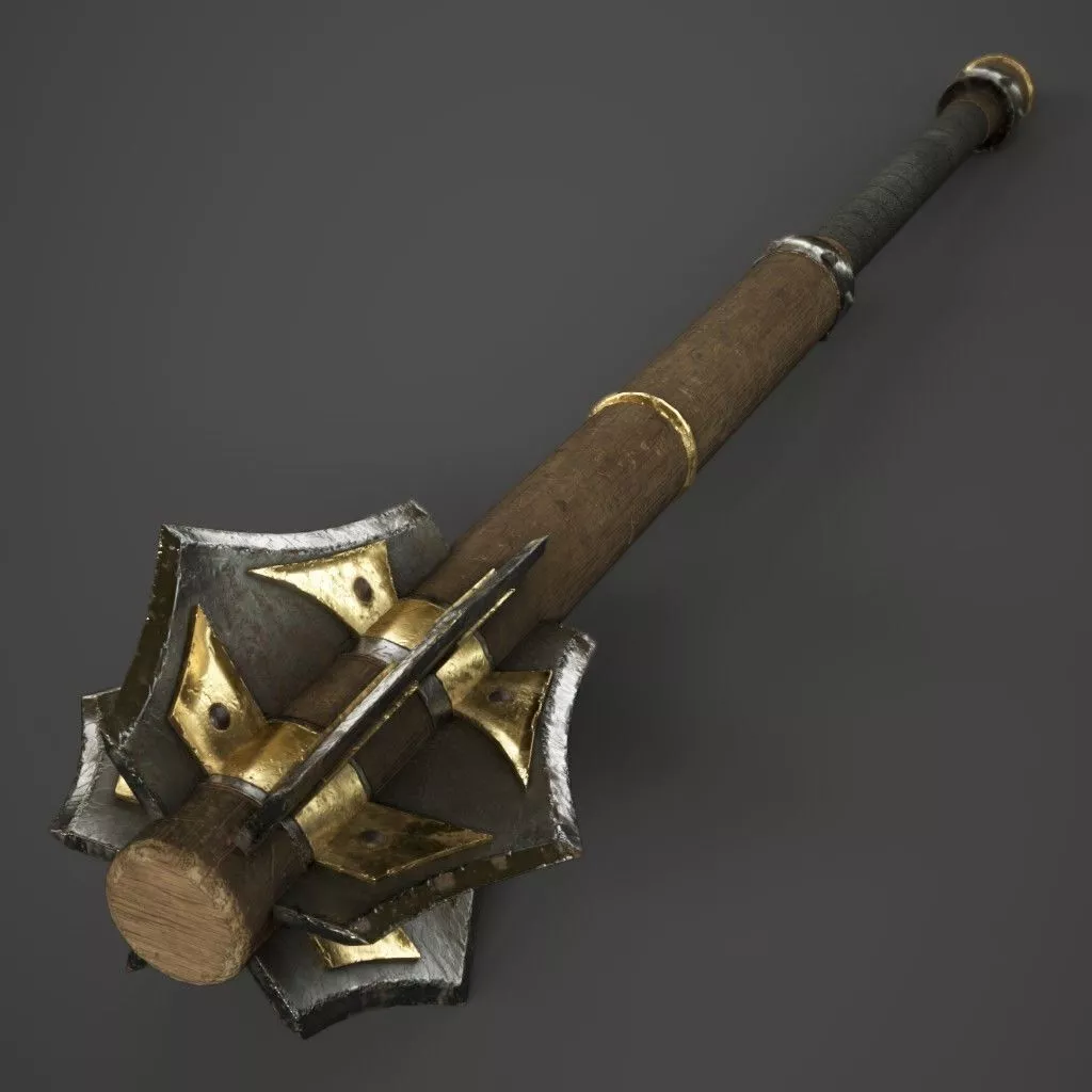 Wood Mace Low-poly 3D model