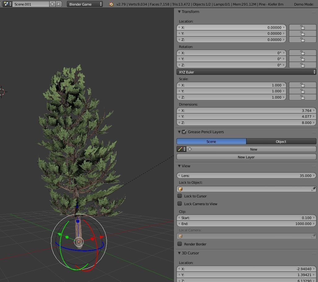 Pine Conifer - Tree 8 Meter Low-poly 3D model_4