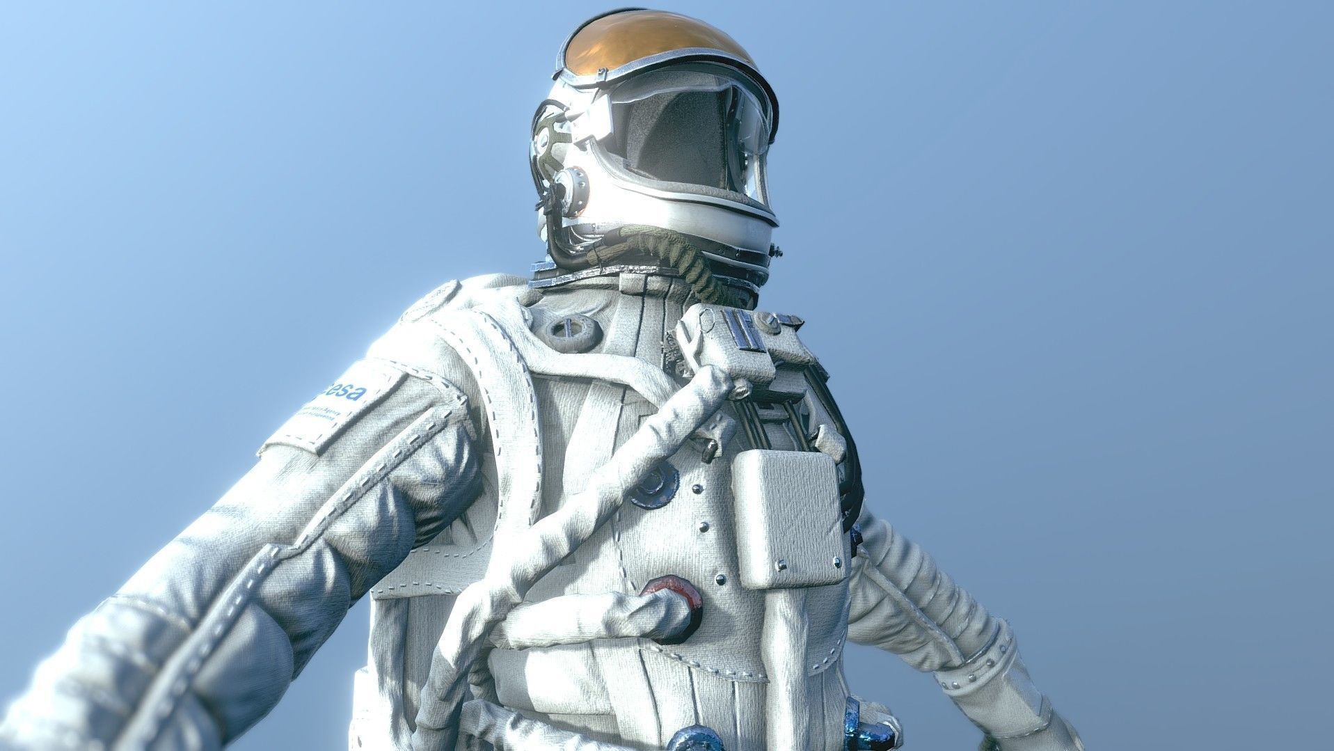 Astronaut in spacesuit Low-poly 3D model_7