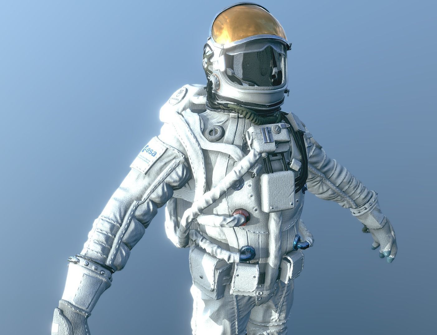 Astronaut in spacesuit Low-poly 3D model_6