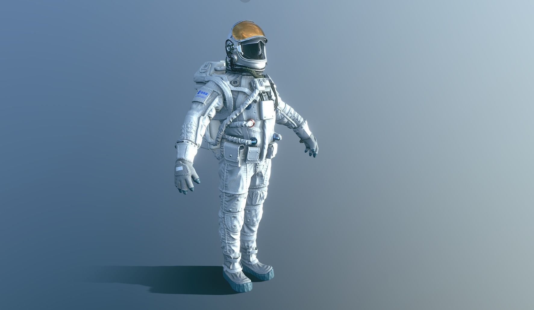 Astronaut in spacesuit Low-poly 3D model_3