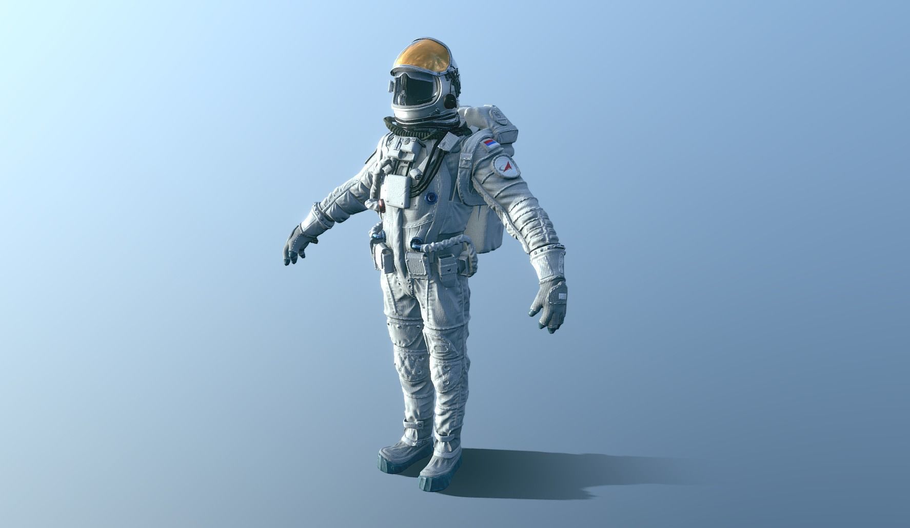 Astronaut in spacesuit Low-poly 3D model_2